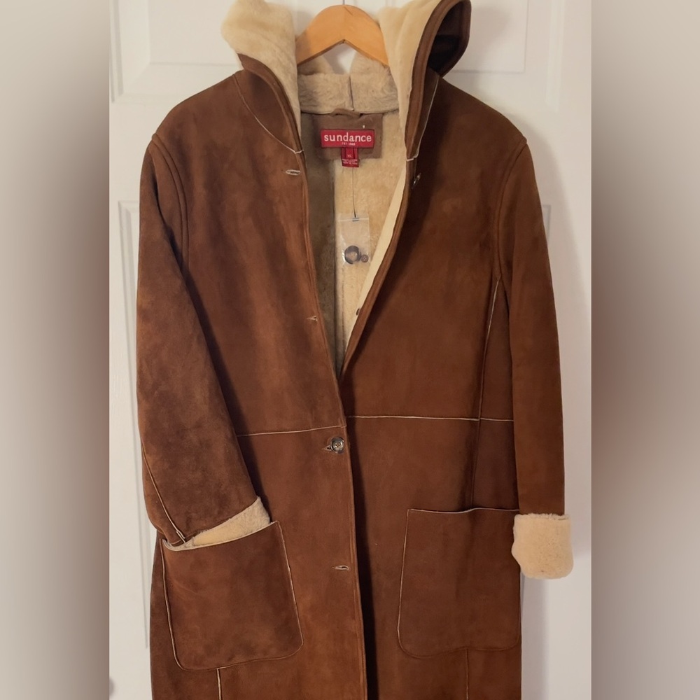Suede Coat with Shearling Lining